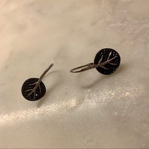 RELIST - Botanical Leaf Earrings in Silver with Diamonds